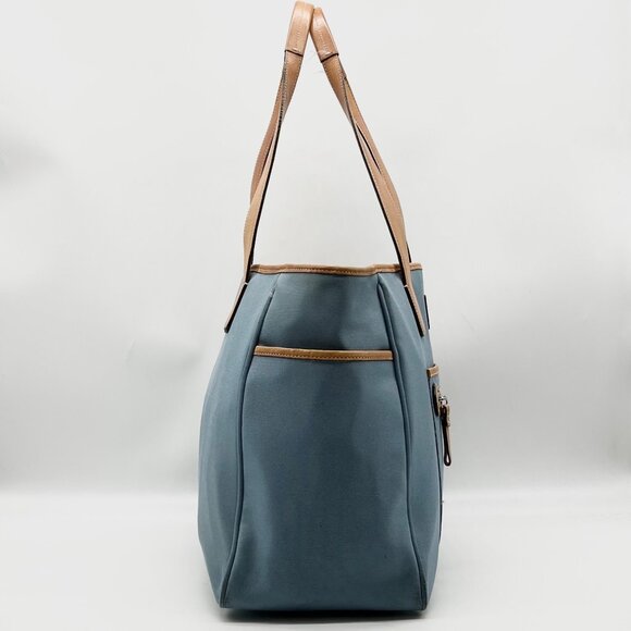 Coach Blue And Tan Fabric Diaper Bag 5975 - Picture 4 of 12